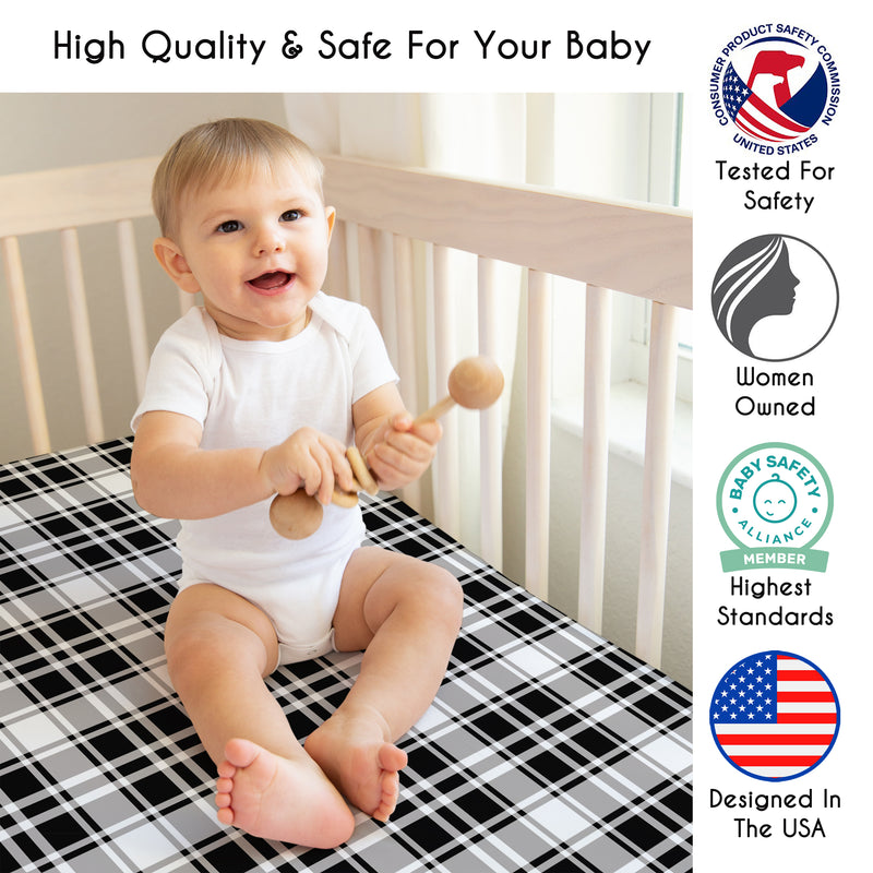 Gingham Black Plaid Collection Crib Sheet