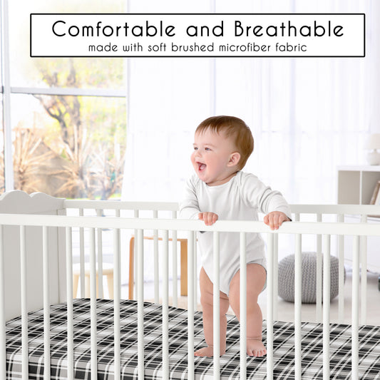 Gingham Black Plaid Collection Crib Sheet