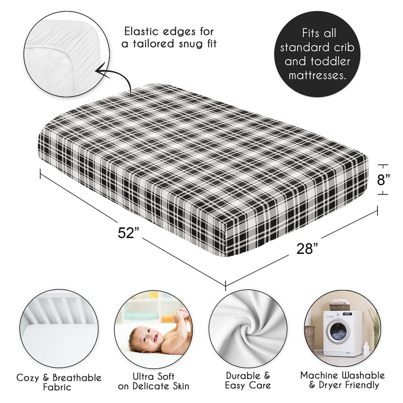 Gingham Black Plaid Collection Crib Sheet