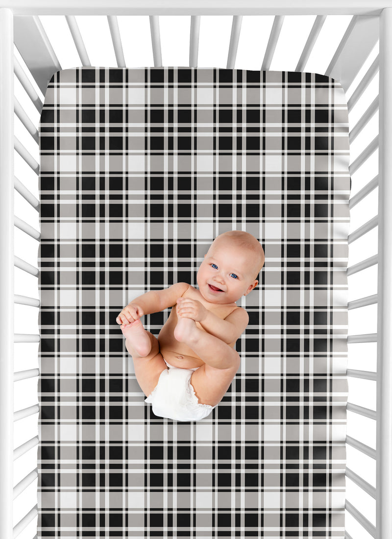 Gingham Black Plaid Collection Crib Sheet