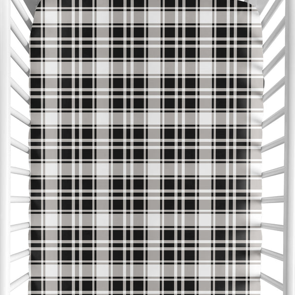 Gingham Black Plaid Collection Crib Sheet