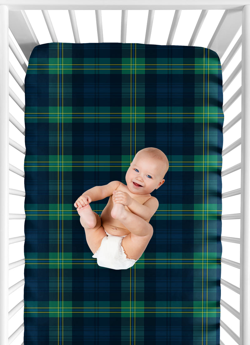 Gingham Green Plaid Collection Crib Sheet