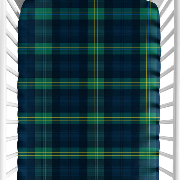 Gingham Green Plaid Collection Crib Sheet