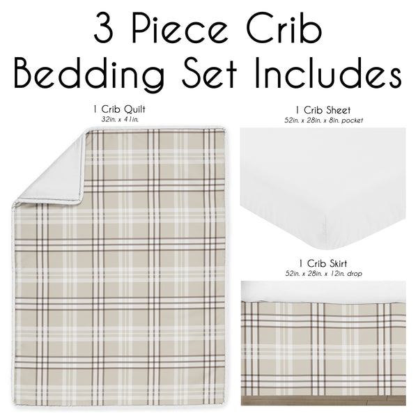Gingham Taupe Plaid Collection 3 Piece Crib Bedding alternate view