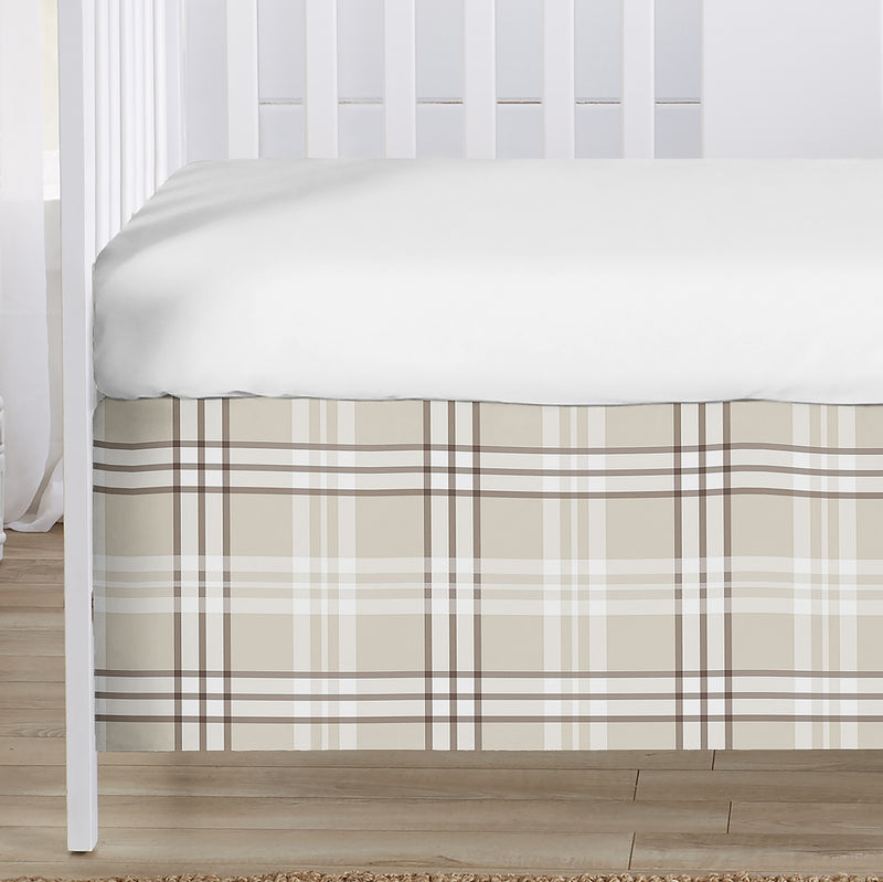 Gingham Taupe Plaid Collection 3 Piece Crib Bedding