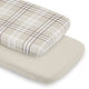 Gingham Taupe Plaid Collection 2 Pack Baby Bassinet Fitted Sheets