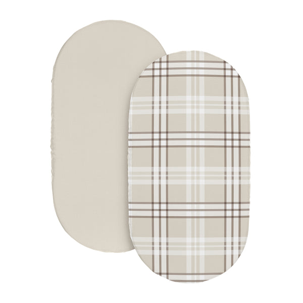 Gingham Taupe Plaid Collection 2 Pack Baby Bassinet Fitted Sheets alternate view