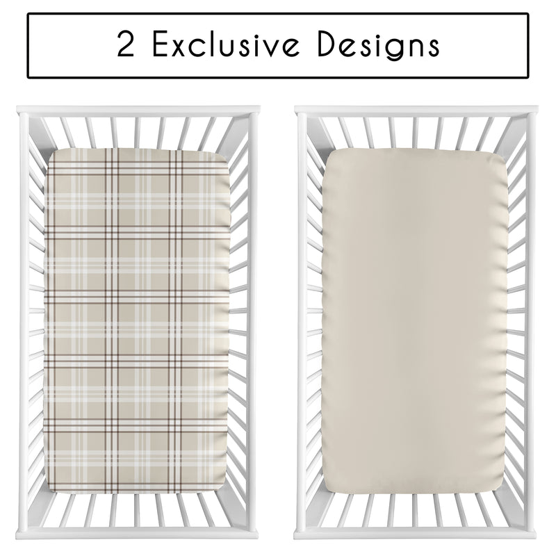 Gingham Taupe Plaid Collection 2 Pack Crib Sheets