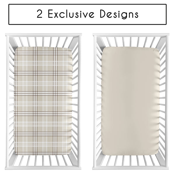 Gingham Taupe Plaid Collection 2 Pack Crib Sheets alternate view