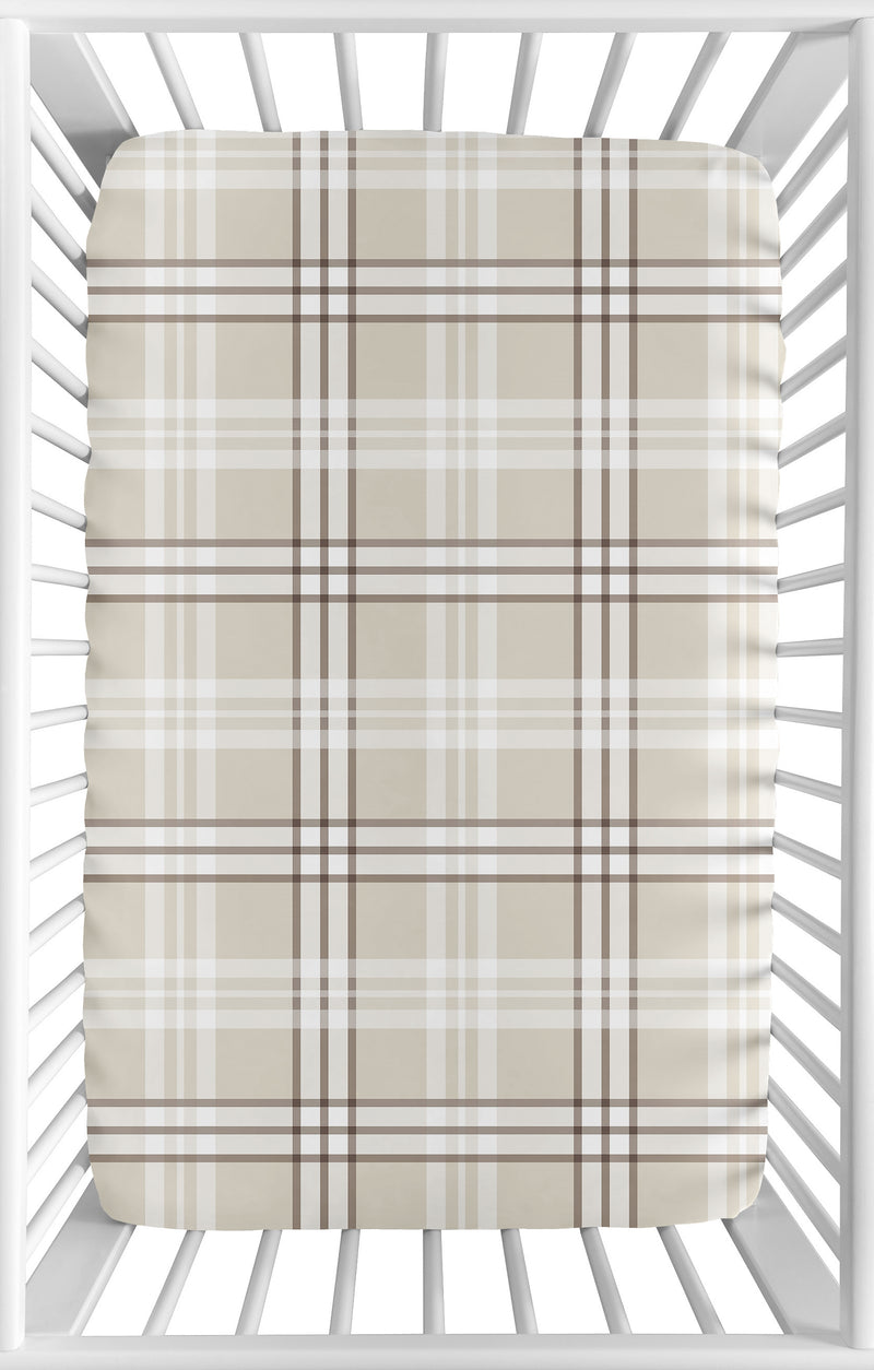Gingham Taupe Plaid Collection Mini Crib Sheet