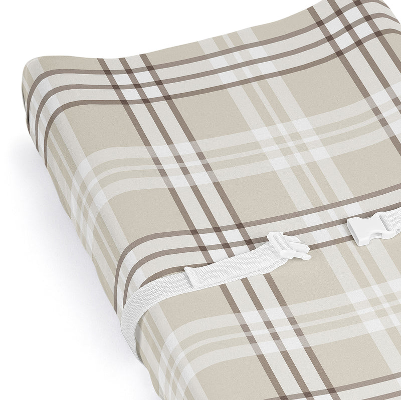 Gingham Taupe Plaid Collection Changing Pad Cover Sheet