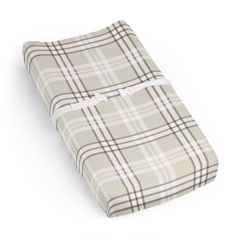 Gingham Taupe Plaid Collection Changing Pad Cover Sheet