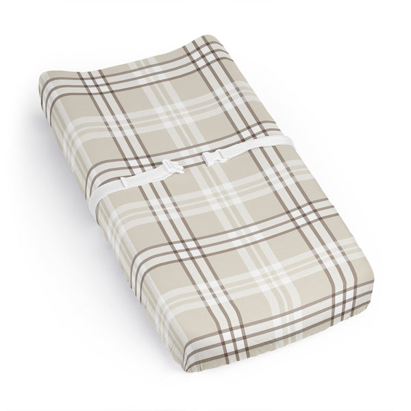 Gingham Taupe Plaid Collection Changing Pad Cover Sheet