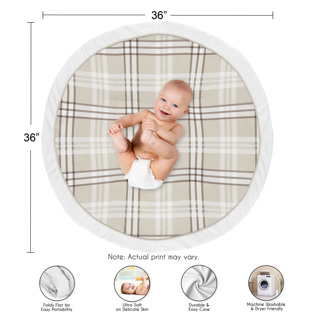 Gingham Taupe Plaid Collection Playmat