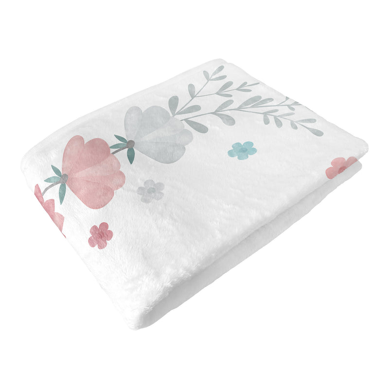 Pop Floral Pink and Blue Collection Monthly Milestone Baby Blanket