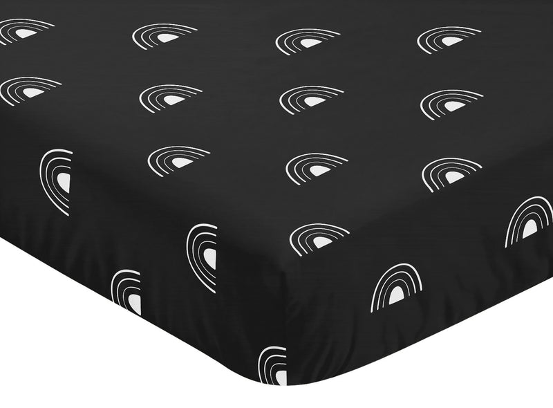 Boho Rainbow Black and White Crib Sheet