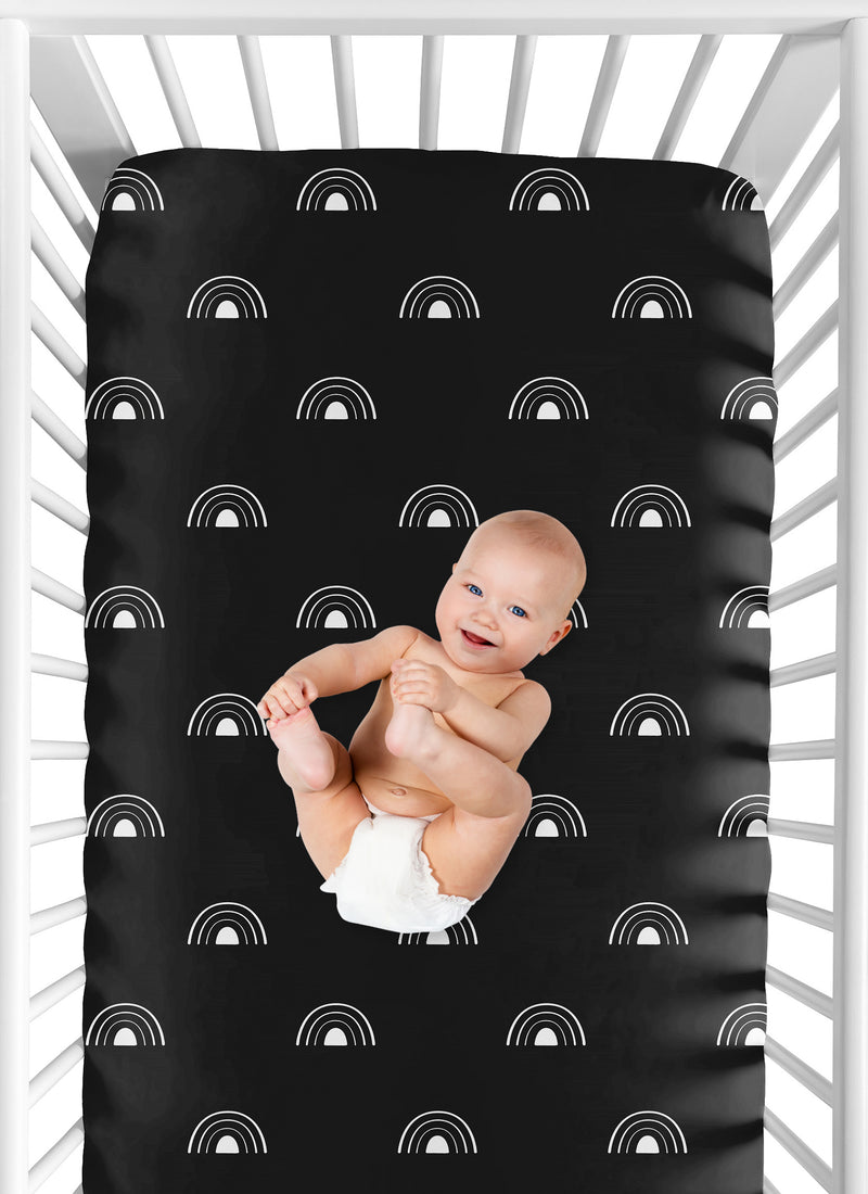 Boho Rainbow Black and White Crib Sheet