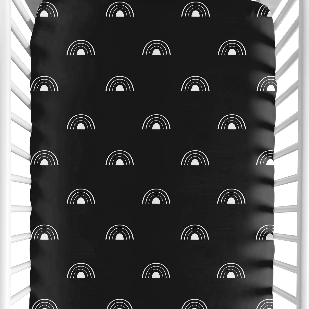 Boho Rainbow Black and White Crib Sheet