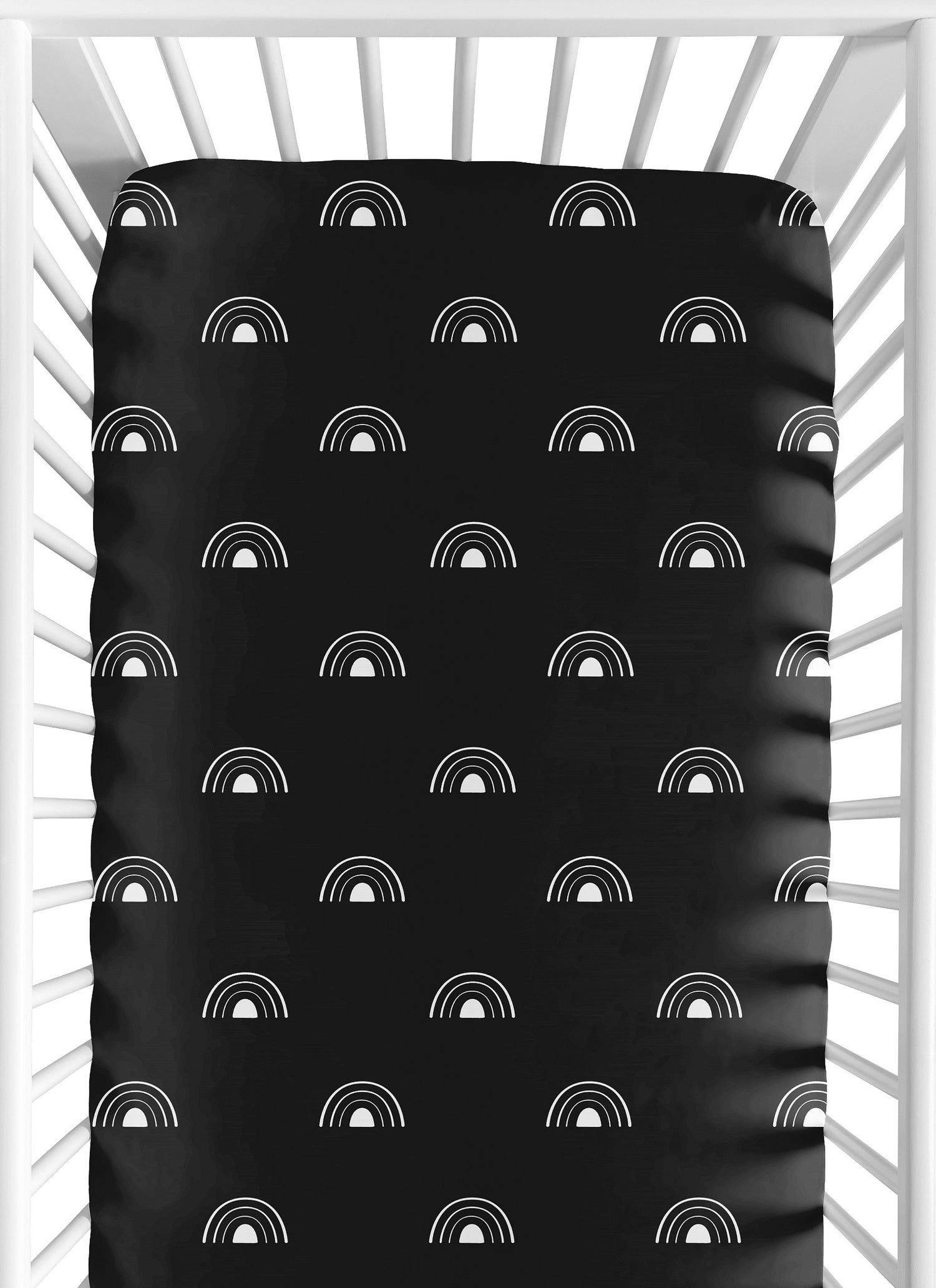 Boho Rainbow Black and White Crib Sheet