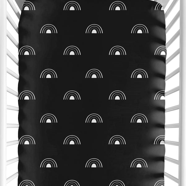 Boho Rainbow Black and White Crib Sheet