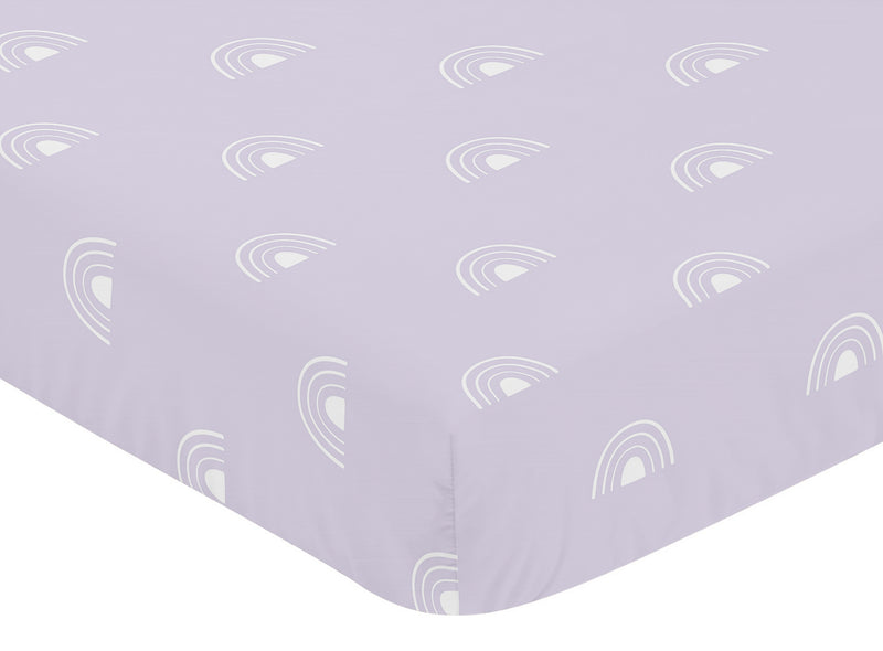 Boho Rainbow Lavender Purple and White Crib Sheet