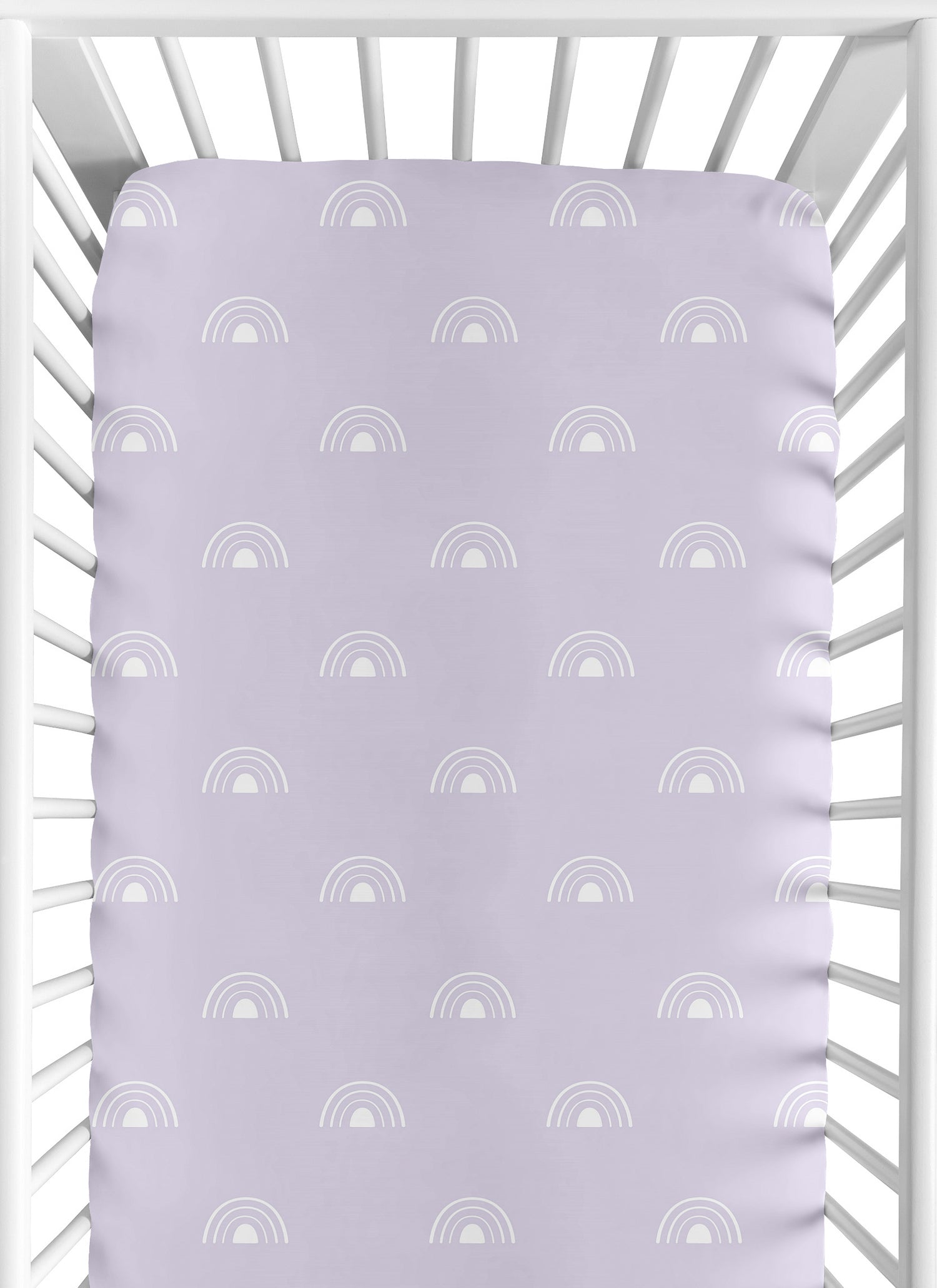 Boho Rainbow Lavender Purple and White Crib Sheet