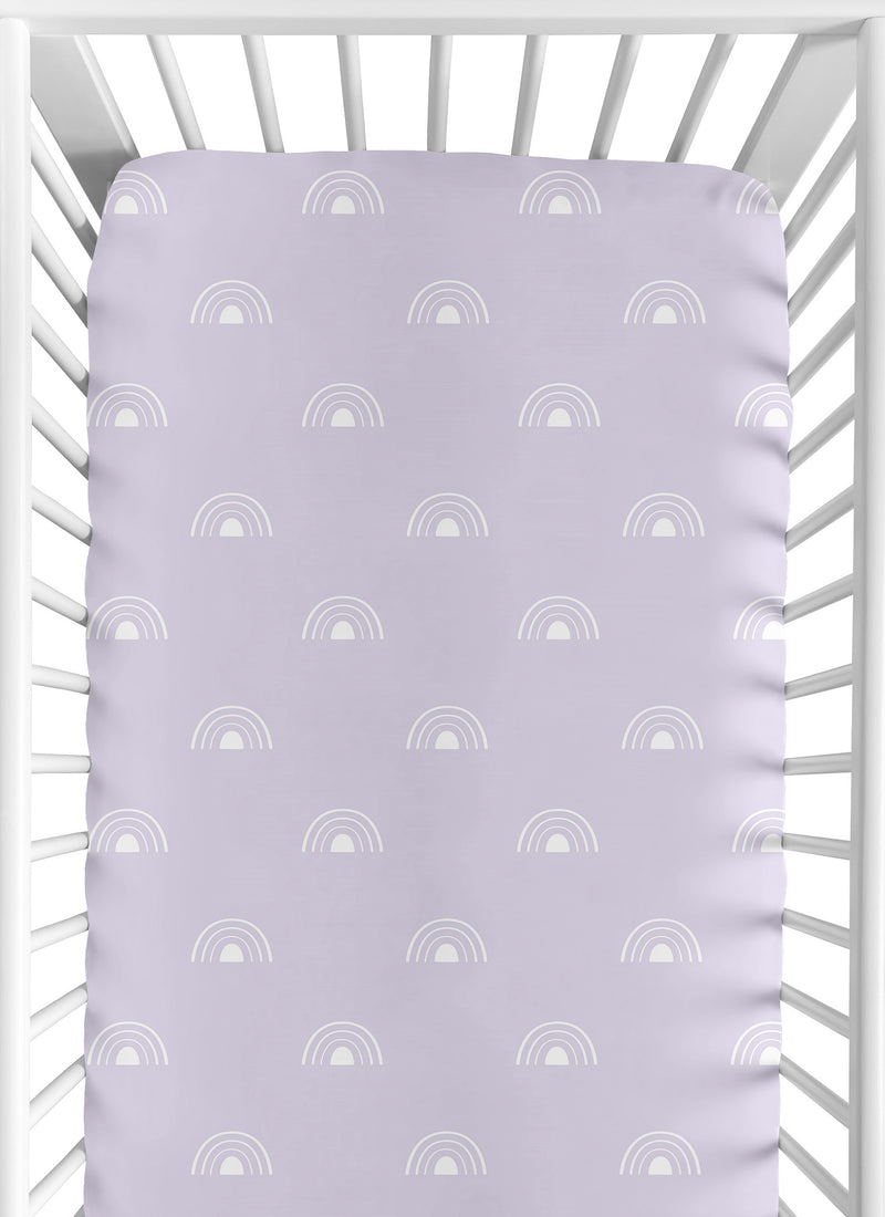 Boho Rainbow Lavender Purple and White Crib Sheet