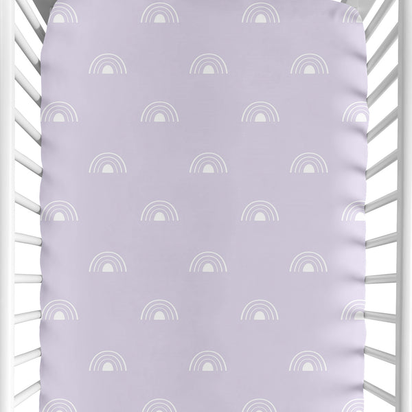Boho Rainbow Lavender Purple and White Crib Sheet