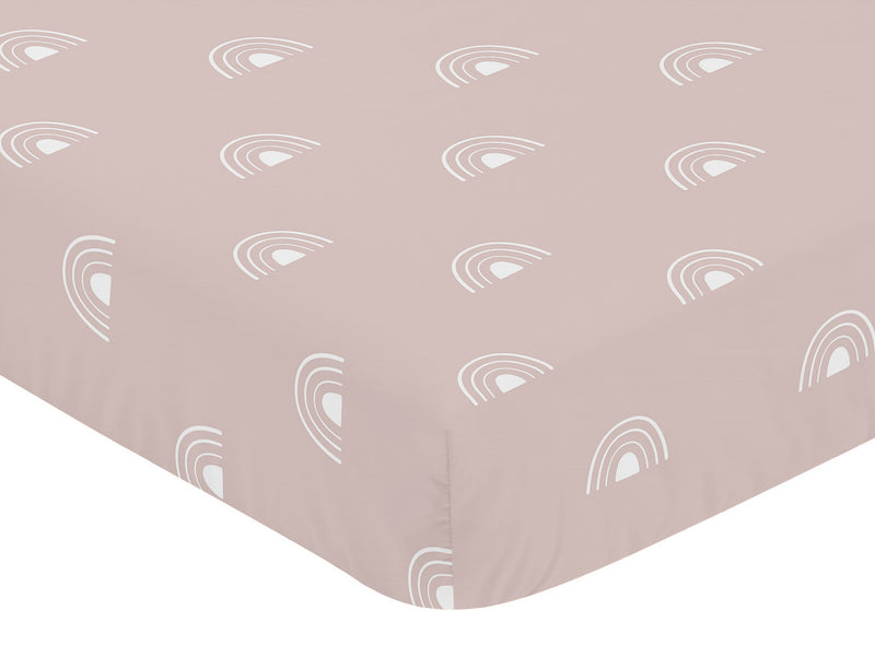 Boho Rainbow Mauve and White Crib Sheet