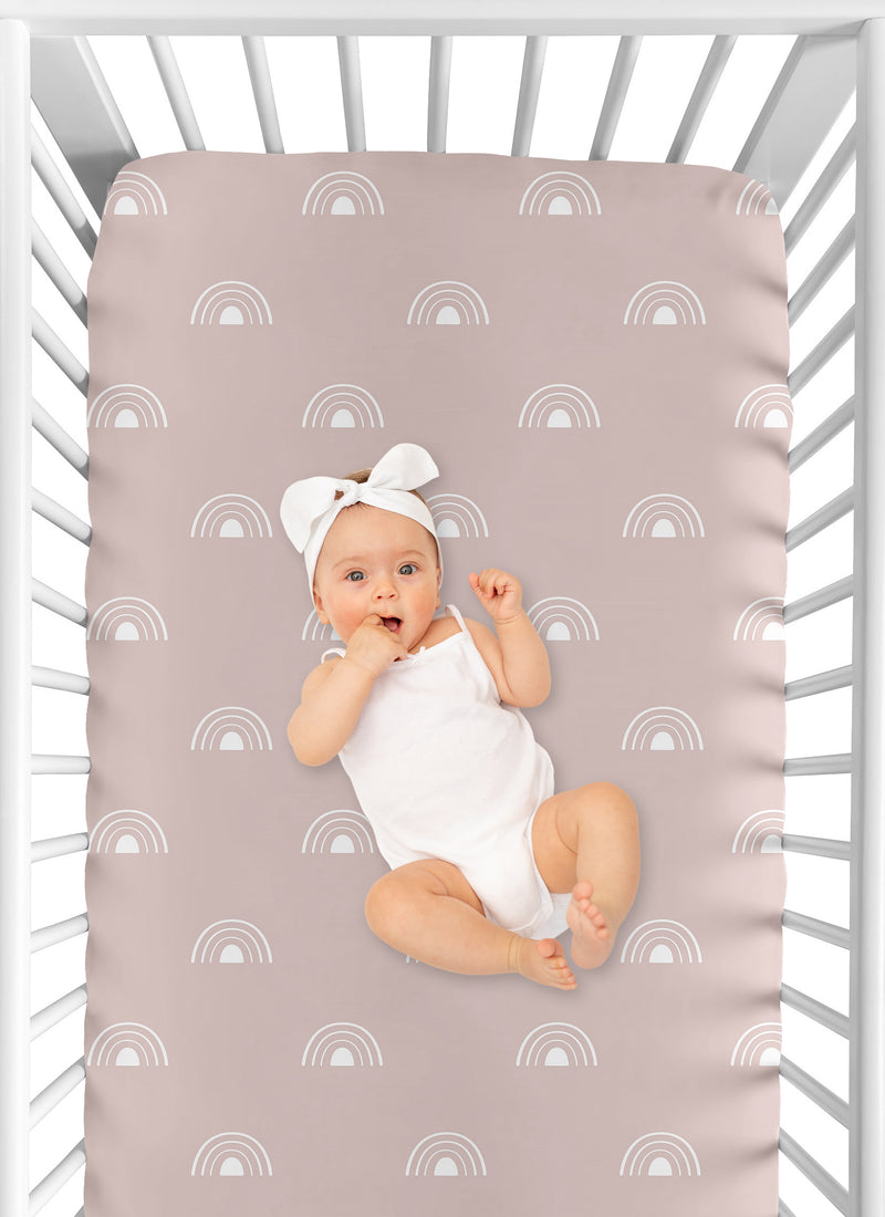 Boho Rainbow Mauve and White Crib Sheet