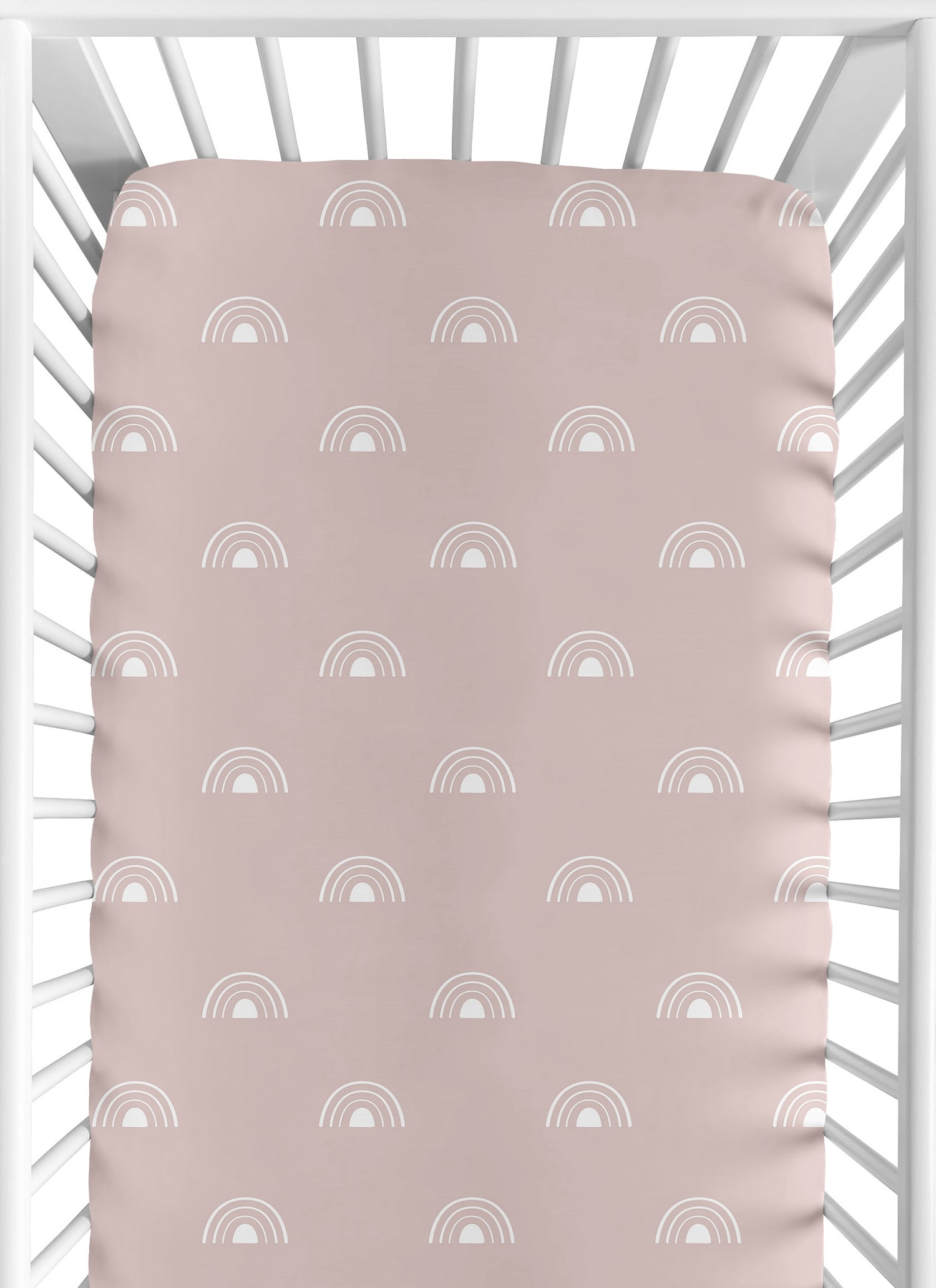 Boho Rainbow Mauve and White Crib Sheet