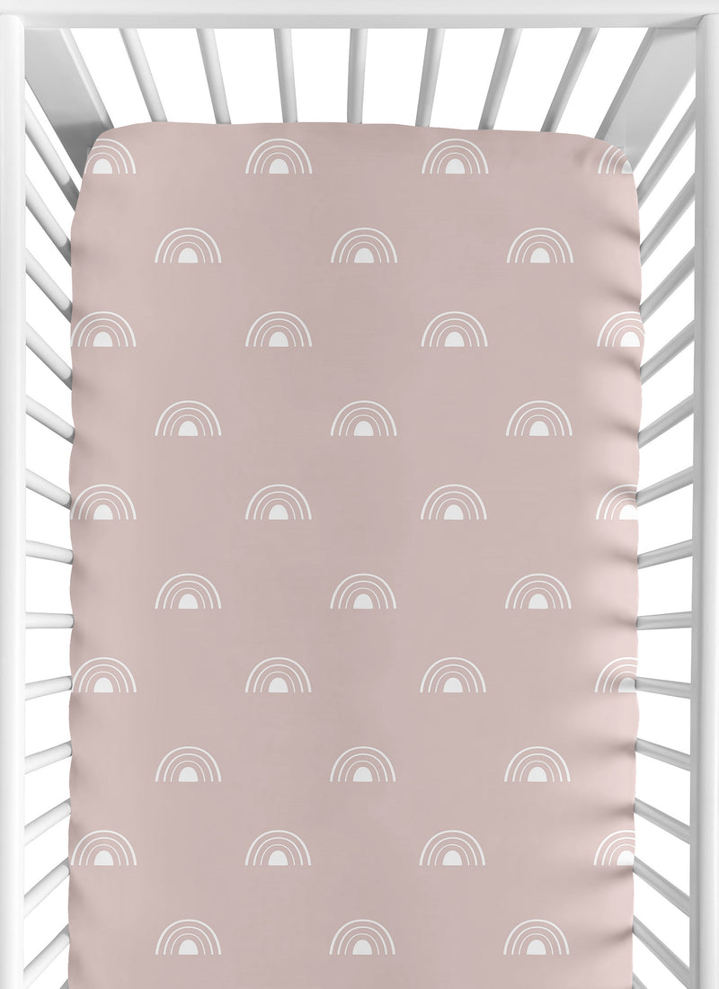 Boho Rainbow Mauve and White Crib Sheet