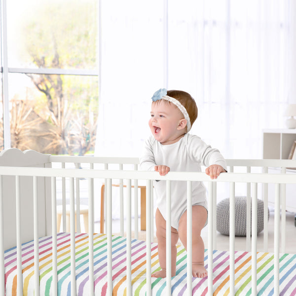 Rainbow Striped Collection Crib Sheet alternate view