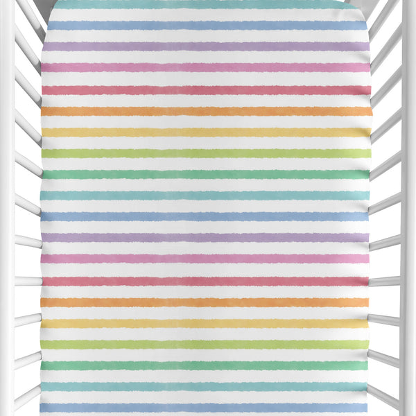Rainbow Striped Collection Crib Sheet
