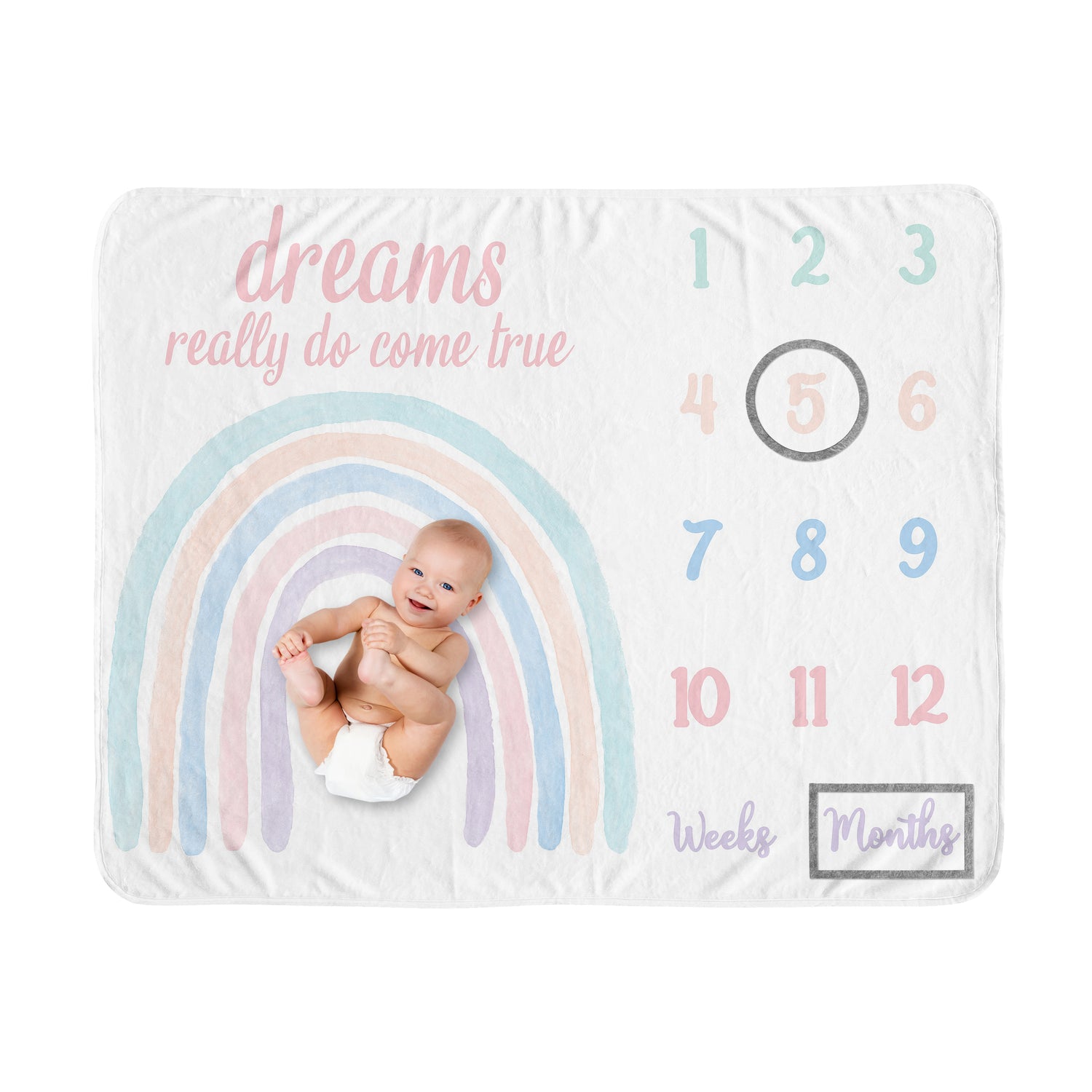 Rainbow Collection Monthly Milestone Baby Blanket