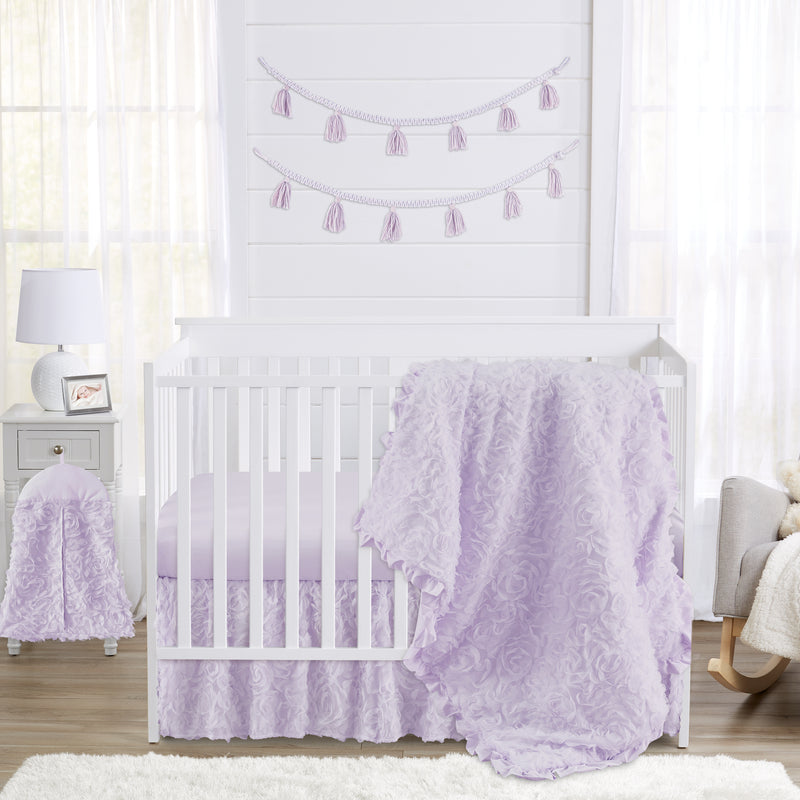 Rose Lavender Collection 4 Piece Crib Bedding