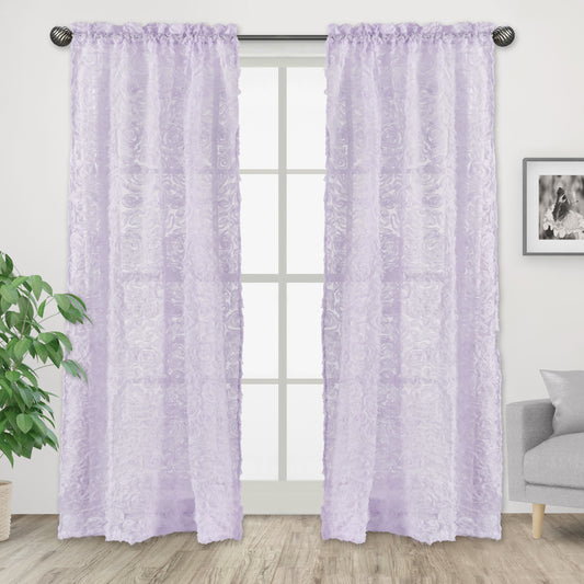 Rose Lavender Collection Window Panels - Set of 2