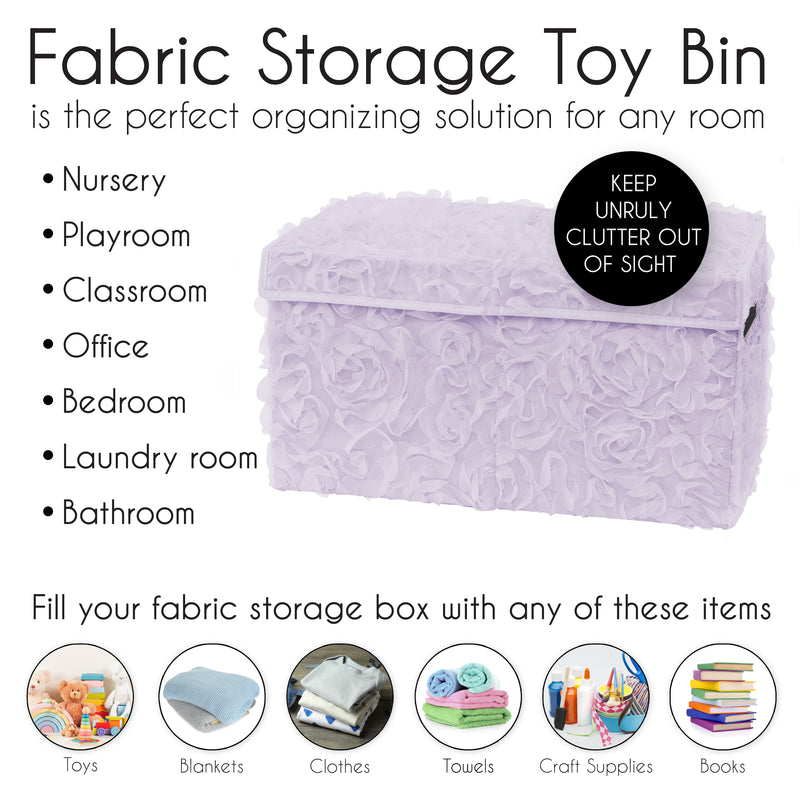 Rose Lavender Collection Fabric Toy Bin Storage