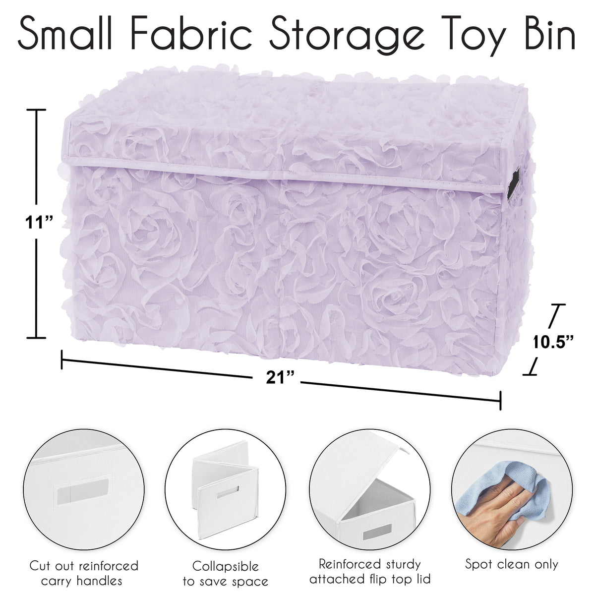 Rose Lavender Collection Fabric Toy Bin Storage