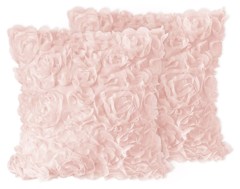 Rose Pink Collection Decorative Accent Throw Pillow Covers - Set of 2