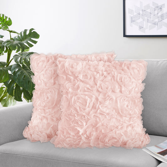 Rose Pink Collection Decorative Accent Throw Pillow Covers - Set of 2