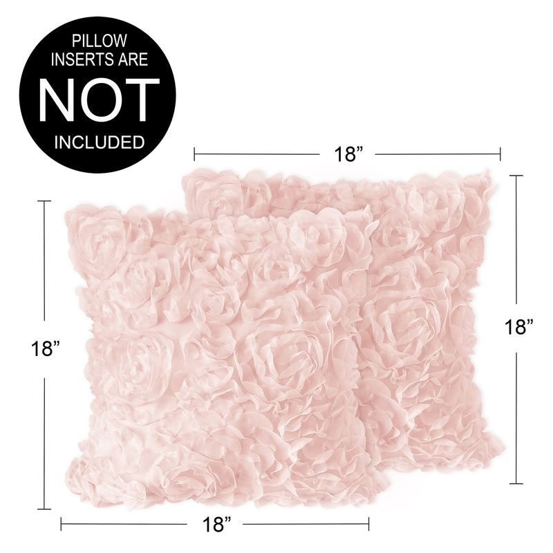 Rose Pink Collection Decorative Accent Throw Pillow Covers - Set of 2
