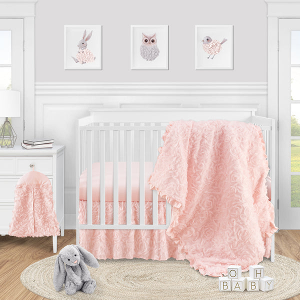 Rose Pink Collection 4 Piece Crib Bedding