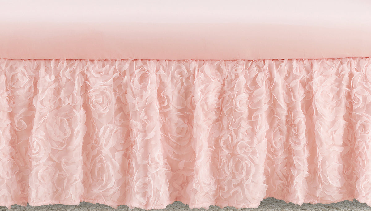 Rose Pink Collection Crib Bed Skirt