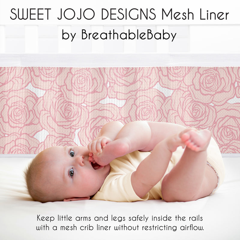 Rose Pink Collection Sweet Jojo Designs + BreathableBaby Breathable Mesh Crib Liner
