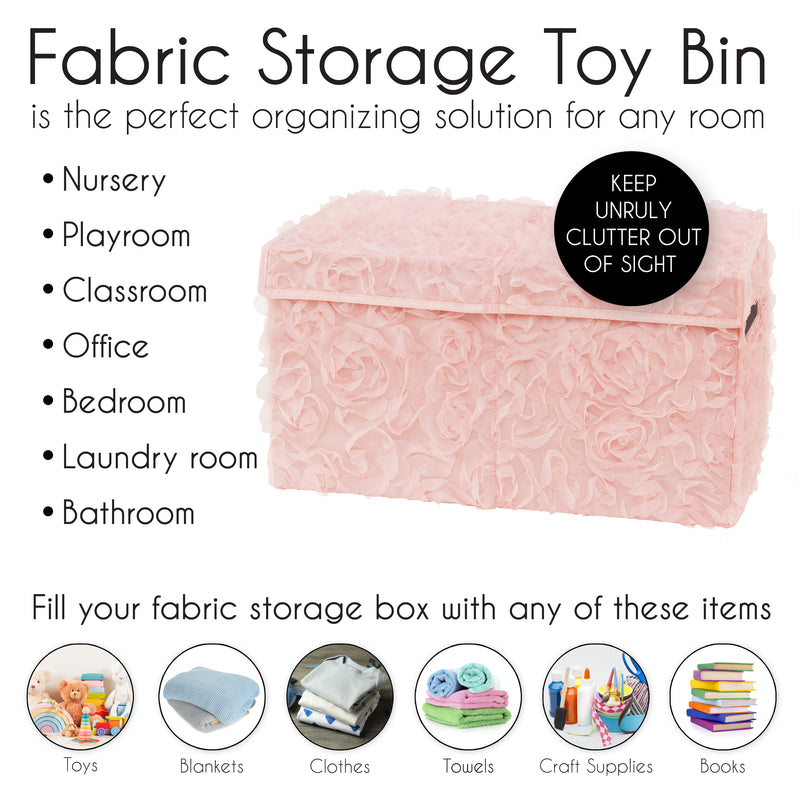 Rose Pink Collection Fabric Toy Bin Storage