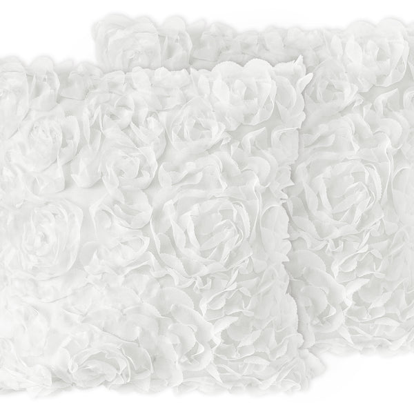 Rose White Collection Decorative Accent Throw Pillow Covers - Set of 2