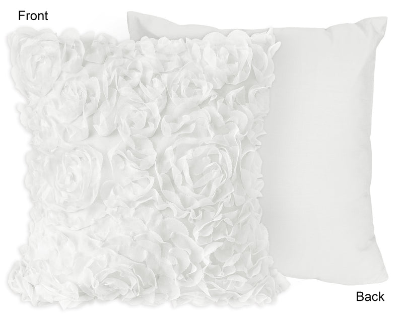 Rose White Collection Decorative Accent Throw Pillow Covers - Set of 2