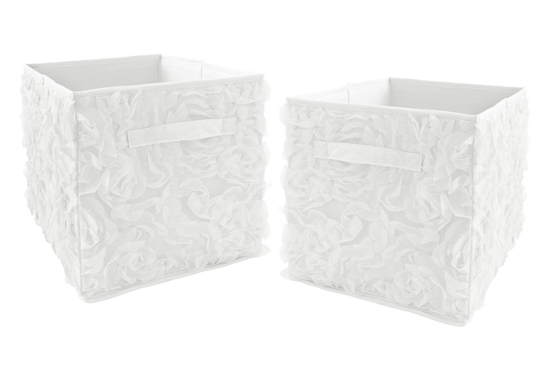 Rose White Collection Foldable Fabric Storage Bins