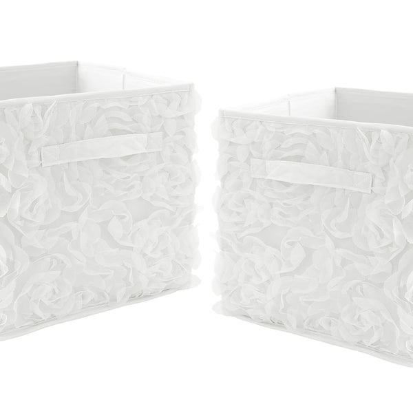 Rose White Collection Foldable Fabric Storage Bins